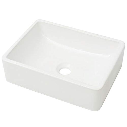 vidaXL Lavabo Cuadrado Moderno Cerámica Blanco Lavamanos Aseo Cuarto de Baño