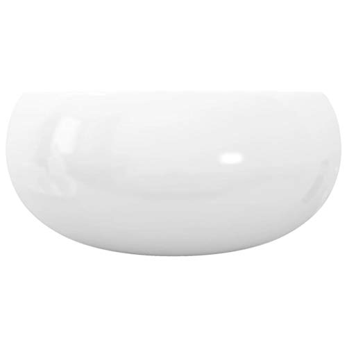 vidaXL Lavabo Redondo Moderno de Cerámica Blanco Lavamanos Cuarto de Baño Aseo