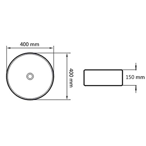 vidaXL Lavabo Redondo Moderno de Cerámica Blanco Lavamanos Cuarto de Baño Aseo