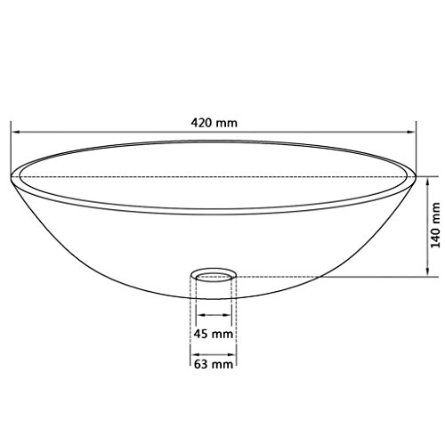 vidaXL Lavabo Transparente de Vidrio Templado 42 cm Lavamanos de Baño Tocador