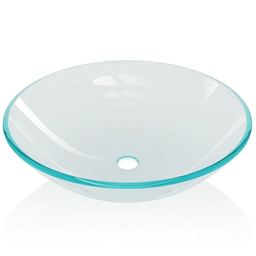 vidaXL Lavabo Transparente de Vidrio Templado 42 cm Lavamanos de Baño Tocador