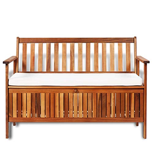 vidaXL Madera Acacia Maciza Banco de Jardín Almacenamiento Caja Asiento Patio