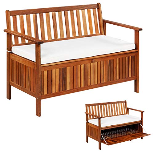 vidaXL Madera Acacia Maciza Banco de Jardín Almacenamiento Caja Asiento Patio