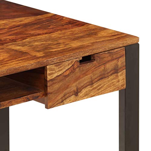 vidaXL Madera Acacia Maciza Escritorio Sheesham y Acero Mobiliario para Estudiar u Ordenador Muebles Casa Oficina Decoración Interiores 100x55x78 cm