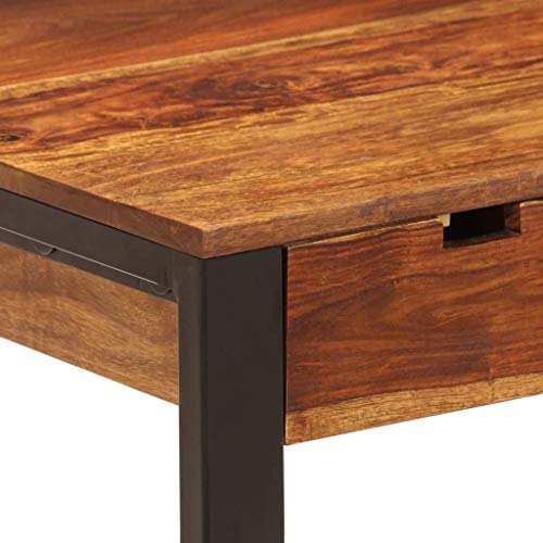 vidaXL Madera Acacia Maciza Escritorio Sheesham y Acero Mobiliario para Estudiar u Ordenador Muebles Casa Oficina Decoración Interiores 100x55x78 cm