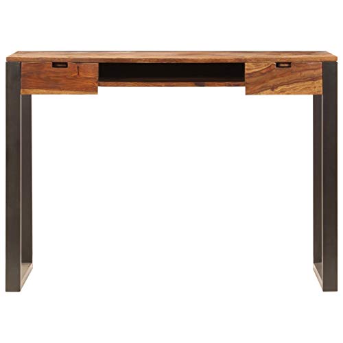 vidaXL Madera Acacia Maciza Escritorio Sheesham y Acero Mobiliario para Estudiar u Ordenador Muebles Casa Oficina Decoración Interiores 100x55x78 cm