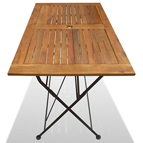 vidaXL Madera de Acacia Mesa de Jardín Plegable de Comedor Exteriores Mueble Patio Aire Libre Terraza Tablero Mesilla Mesita Restaurante Patio Marrón