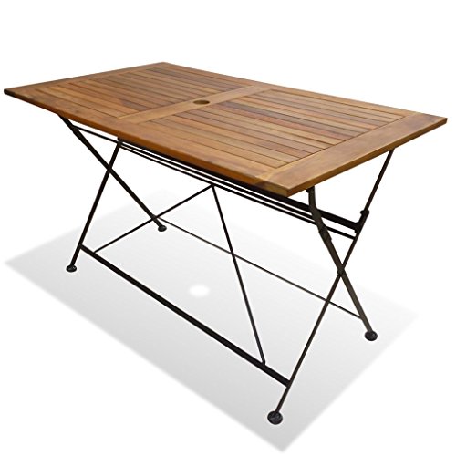 vidaXL Madera de Acacia Mesa de Jardín Plegable de Comedor Exteriores Mueble Patio Aire Libre Terraza Tablero Mesilla Mesita Restaurante Patio Marrón
