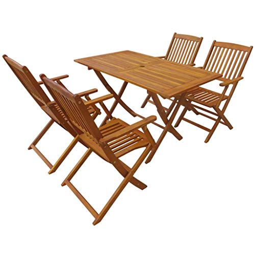 vidaXL Madera Maciza Conjunto Muebles Jardín Acacia 5 Piezas Comedor Exterior