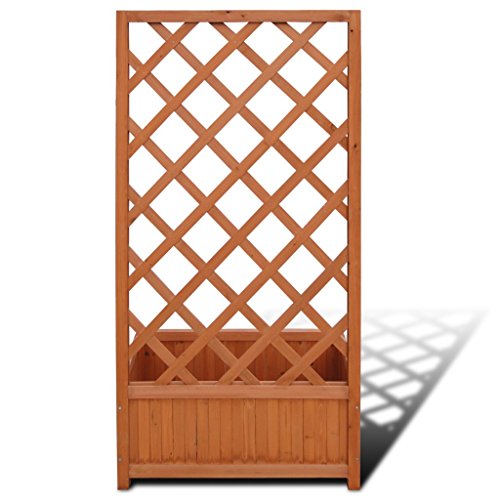 vidaXL Madera Maciza Jardinera con Enrejado Marrón 70x30x145 cm Macetero Patio