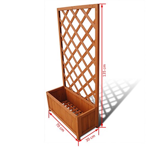 vidaXL Madera Maciza Jardinera con Enrejado Marrón 70x30x145 cm Macetero Patio