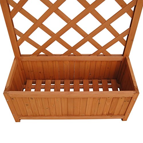 vidaXL Madera Maciza Jardinera con Enrejado Marrón 70x30x145 cm Macetero Patio