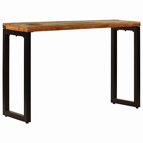 vidaXL Mesa Consola Madera Maciza Reciclada Acero Mobiliario Decoración Hogar