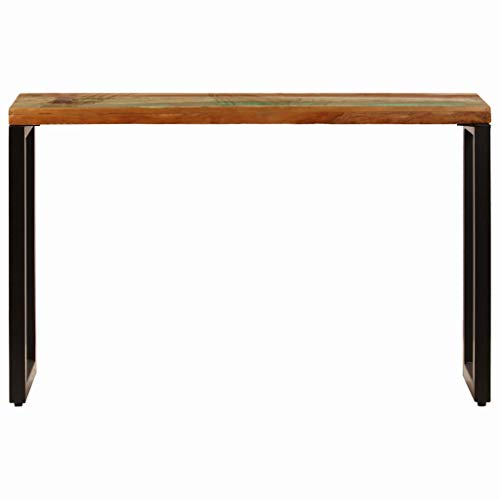 vidaXL Mesa Consola Madera Maciza Reciclada Acero Mobiliario Decoración Hogar