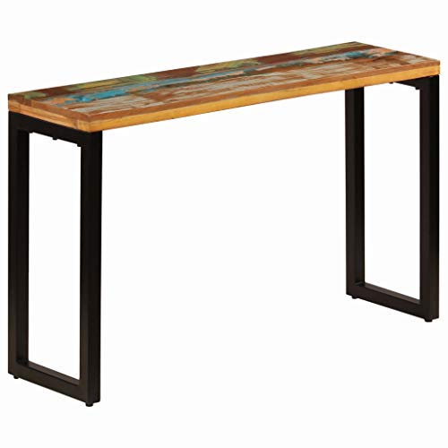 vidaXL Mesa Consola Madera Maciza Reciclada Acero Mobiliario Decoración Hogar