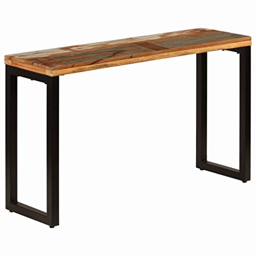 vidaXL Mesa Consola Madera Maciza Reciclada Acero Mobiliario Decoración Hogar