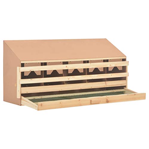 vidaXL Ponedero Gallinas 5 Departamentos Nido Gallina Ponedora 5 Huecos Gallinero Tejado Poner Huevos Cesta Extraíble Plegable Madera Maciza Pino MDF