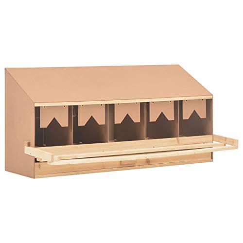 vidaXL Ponedero Gallinas 5 Departamentos Nido Gallina Ponedora 5 Huecos Gallinero Tejado Poner Huevos Cesta Extraíble Plegable Madera Maciza Pino MDF