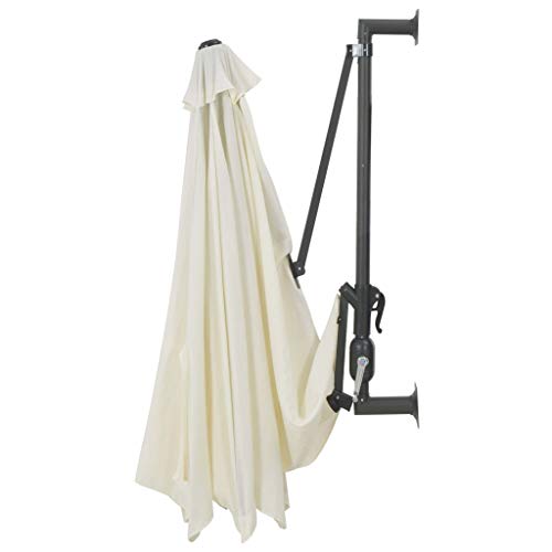 vidaXL Sombrilla Pared Barra Metal 300 cm Arena Parasol Paraguas Mueble Jardín