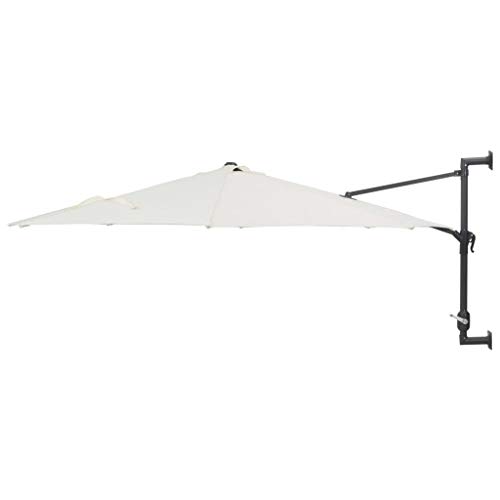 vidaXL Sombrilla Pared Barra Metal 300 cm Arena Parasol Paraguas Mueble Jardín
