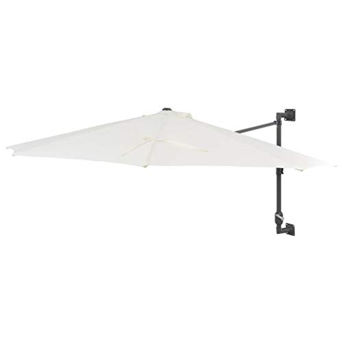 vidaXL Sombrilla Pared Barra Metal 300 cm Arena Parasol Paraguas Mueble Jardín