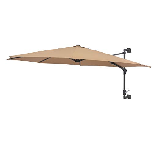 vidaXL Sombrilla Pared Barra Metal 300 cm Gris Topo Parasol Paraguas Mueble