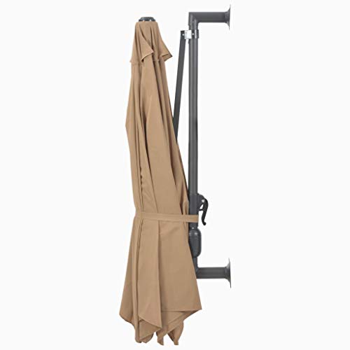 vidaXL Sombrilla Pared Barra Metal 300 cm Gris Topo Parasol Paraguas Mueble
