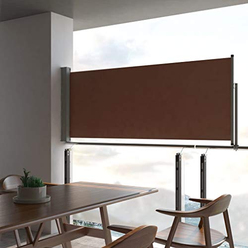 vidaXL Toldo Lateral Retráctil para Jardín Lona Parasol Patio Toldo Horinzontal Pantalla Marrón 100x300 cm