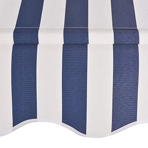 vidaXL Toldo Manual Retráctil 200 cm Azul y Blanco Parasol Sombrilla Cubierta