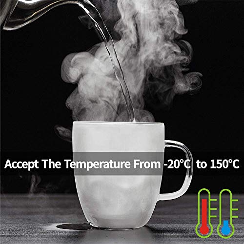 Vidrio de doble pared con tapa y asa, ultra claro taza con aislamiento térmico pared, Incluye Bolsa de té Silicona perfecta para beber un café/té/jugo, 470 ml / 16 oz
