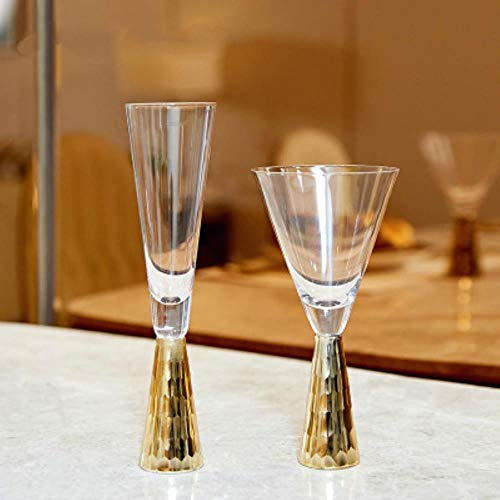 Vidrio Estilo Nórdico Luz Cristal Dorado De Lujo Copa De Vino Banquete De Alto Grado Boda Copa De Champán Flautas Copas De Cóctel Moleculares, 2 Piezas