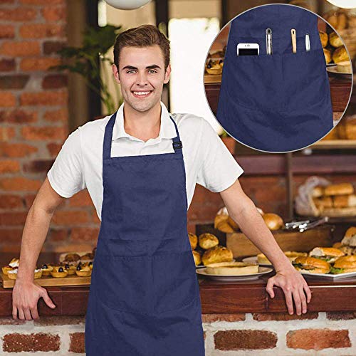 Viedouce 2 Piezas Delantales Impermeables Ajustables del Cocinero con Bolsillo Cocina Delantale para Mujeres Hombres,Delantal Chefs Cocina (Armada-02)