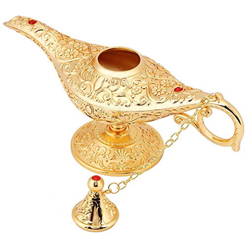 Vientiane Aladdin Lamp - Luxury Classic Retro Legend Aladdin Magical Elf Costume Home Office Decoración de Escritorio Decoración Artesanía (Dorado)