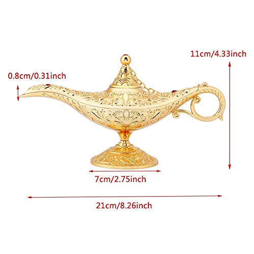 Vientiane Aladdin Lamp - Luxury Classic Retro Legend Aladdin Magical Elf Costume Home Office Decoración de Escritorio Decoración Artesanía (Dorado)