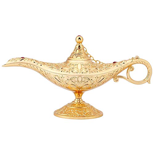 Vientiane Aladdin Lamp - Luxury Classic Retro Legend Aladdin Magical Elf Costume Home Office Decoración de Escritorio Decoración Artesanía (Dorado)