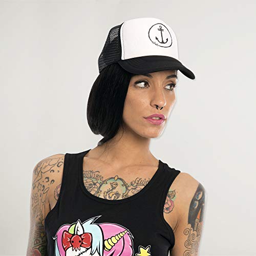 VIENTO Anchor Logo Gorra de Rejilla (Blanco, Talla única)