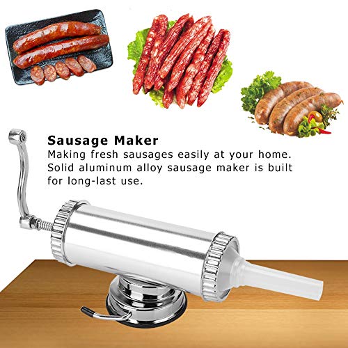VIFERR Salchicha Embutidora, 2 LB Aleación de Aluminio de la Salchicha Embutidora Fabricante de Carne Relleno Kit para Uso en el Hogar con el Manual Fácil Crank