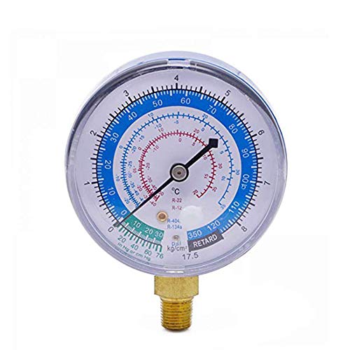 VIGORFLYRUN PARTS LTD Aire Acondicionado R410A R134A R22 Medidor de Baja presión de refrigerante PSI KPA Medidor de presión de refrigeración Refrigerante Azul