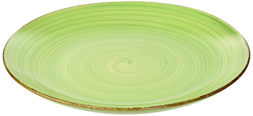 VILLA D'ESTE Baita Juego de 6 Platos Planos de Gres Esmaltado Pintado a Mano, en Verde