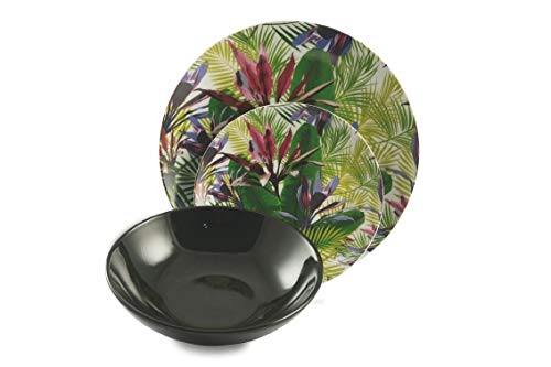 Villa d'Este Home Tivoli 2193789 Jungle - Vajilla de 18 piezas, porcelana + gres