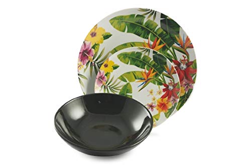 Villa d'Este Home Tivoli 2193789 Jungle - Vajilla de 18 piezas, porcelana + gres