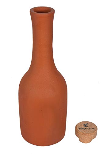 Village Decor - Botella de agua de corcho con posavasos de madera (273 ml)