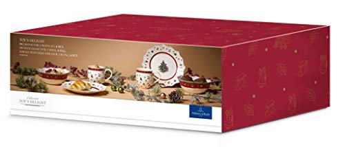 Villeroy & Boch Toy's Delight "Breakfast for Two" Servicio de desayuno para 2 personas, 6 piezas, Porcelana Premium, Blanco/Rojo