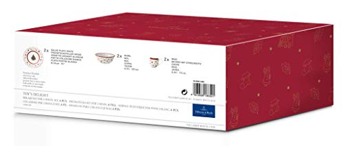 Villeroy & Boch Toy's Delight "Breakfast for Two" Servicio de desayuno para 2 personas, 6 piezas, Porcelana Premium, Blanco/Rojo