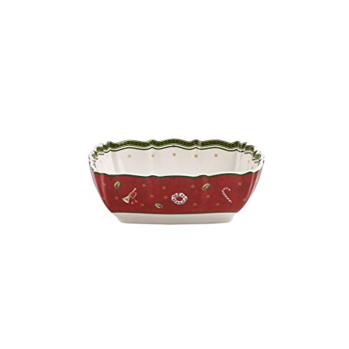 Villeroy & Boch Toy's Delight Fuente para servir rectangular, Porcelana Premium, Blanco/Rojo