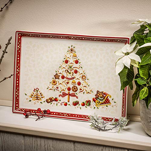 Villeroy & Boch Winter Bakery Delight Plato para Pastas Rectangular Grande de 39 x 26.5 cm, Porcelana, Multicolor, 39x26,5x5 cm