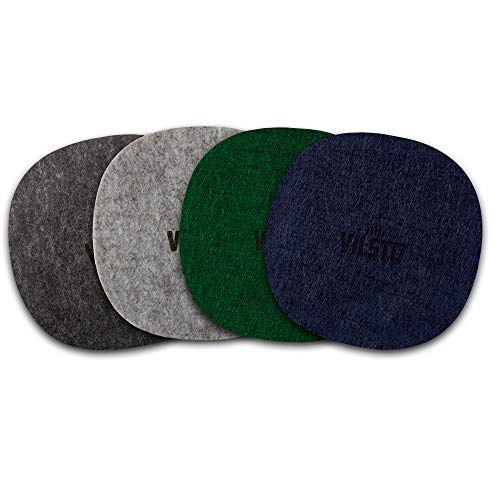 VILSTO Posavasos de Fieltro, Juego de 6, Redondos, Gris Oscuro - para Copas, Tazas, Cócteles, Vasos, Regalos, Antideslizante, Protección de Mesa