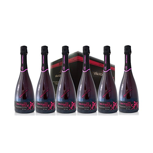 VIÑA ROMALE – Caja Regalo de 6 botellas de Viña Romale Cava Brut Nature Rosado Extremeño de Almendralejo (D.O CAVA). Caja de 6 botellas de 75 cl. 100% ARTESANAL