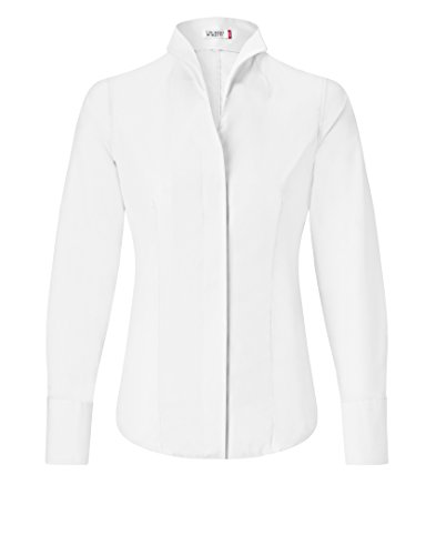 Vincenzo Boretti Camisa de Mujer, Corte Ligeramente más angosto, 100% algodón, Manga-Larga, Cuello cáliz, Lisa, fácil de Planchar, Elegante y clásica Blanco 38
