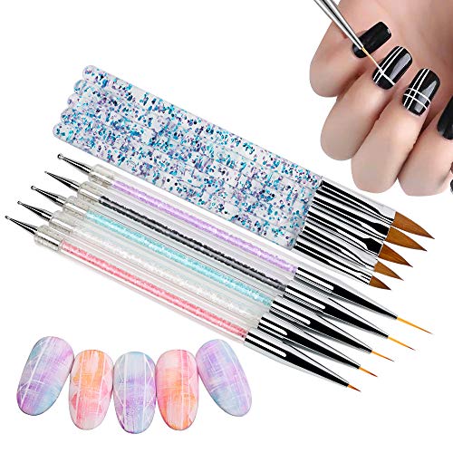 VINFUTUR 10pcs Pincel Uñas Acrílica Brushes Lápices para Decorar Uñas Cepillos Nail Pen Art+Bolígrafo Pluma para Manicura y Diseños de Uñas